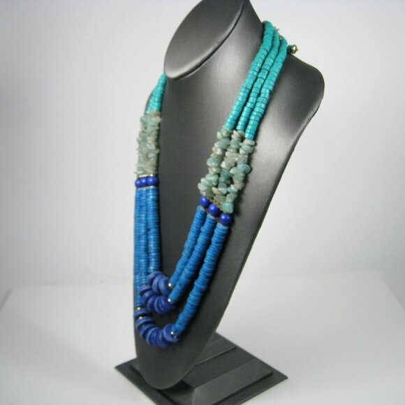 Chicos Chunky Multicolor Beaded Necklace Jade Chips Stone Adjustable 25 inch Chi - Picture 8 of 10